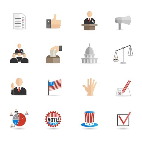 Conjunto De Iconos De Elecciones Plano Vector Gratis