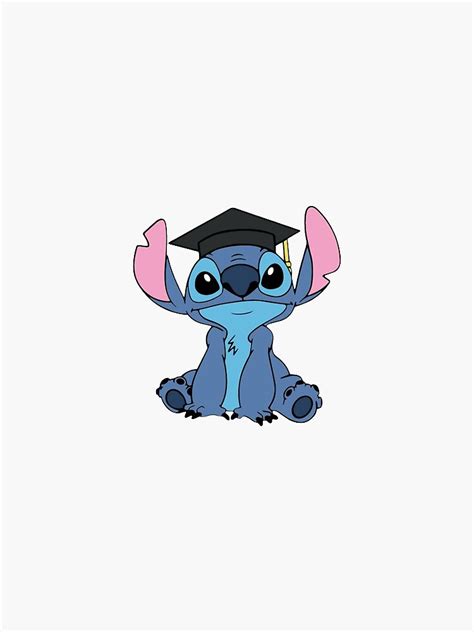 Stitch With Graduation Cap On Sticker For Sale By Craftylifea