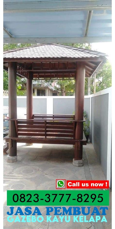 Unik Dan Mewah Wa 081555436087 Harga Gazebo Kayu Kelapa Minimalis