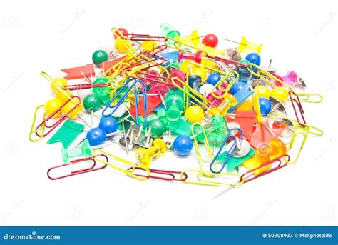 Stationery Pins And Paperclips Stock Image Image Of Commerce Colors