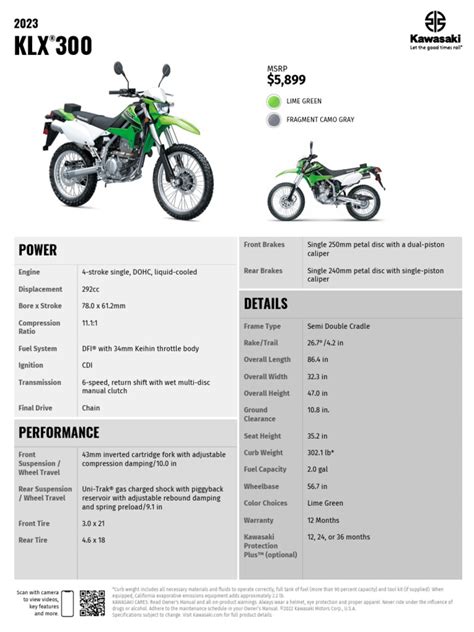 2023 Klx300 en Us Spec Sheet | PDF | Automotive Technologies | Land ...