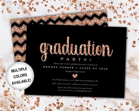 Rose Gold Graduation Party Invitation Rose Gold Graduation Etsy