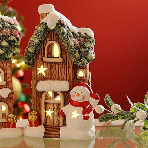 Festive 21cm Light Up Ceramic Snowman House | Freemans | Light up ...