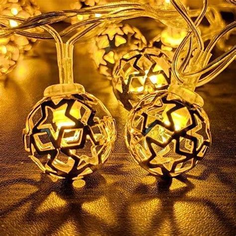 Golden Metal Star Ball String Indoor Decoration Lights | Jindeal inc