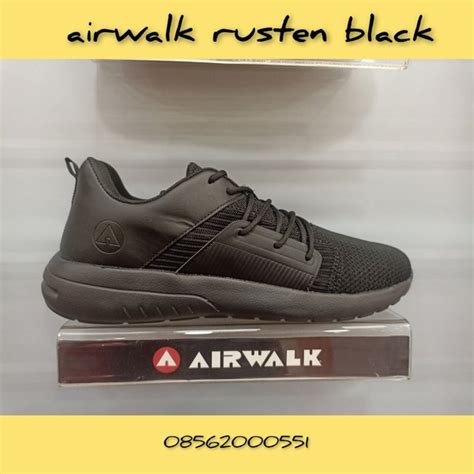 Jual Sepatu Sneakers Sport Pria Airwalk Rusten Full Mono Black Original