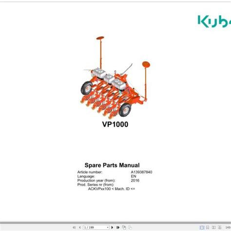 Kubota Seeding Combination SC1601CF Spare Parts Manual 2019