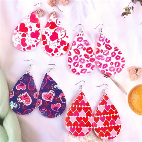 Droplet Shape Heart Lip Print Dangle Earrings Elegant Sexy Temu