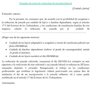 Ejemplo De Carta De Reducci N De Jornada Laboral