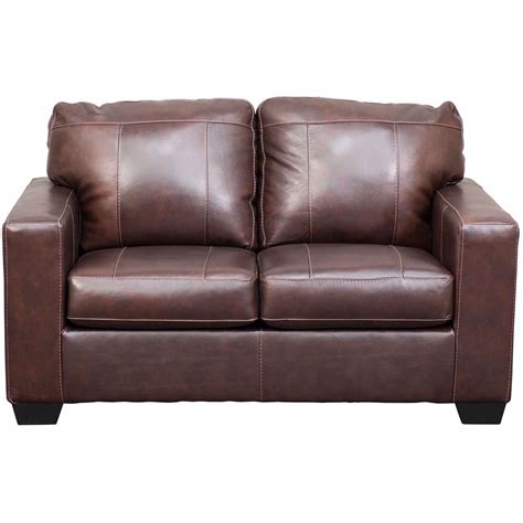 Morelos Brown Italian Leather Loveseat 3450235 | Ashley Furniture | AFW.com