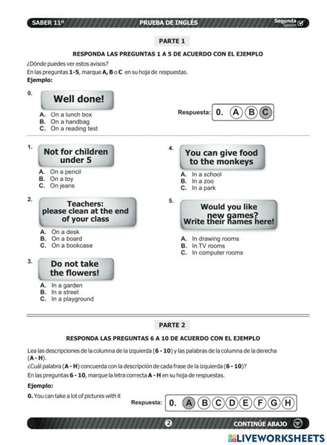 Simulacro Saber Ingl S Worksheet Actividades Interactivas