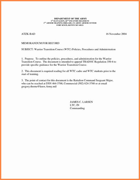 Memorandum For The Record Template