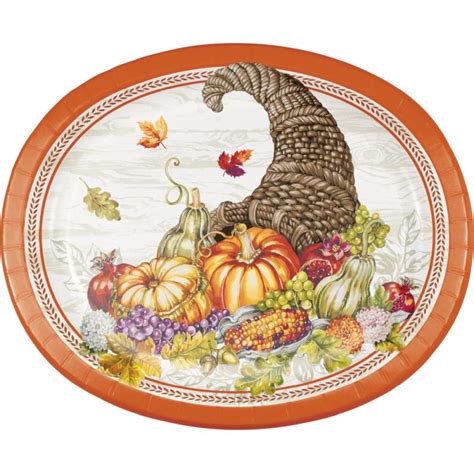 Plentiful Cornucopia 12 Inch Oval Plates Party At Lewis Elegant Party