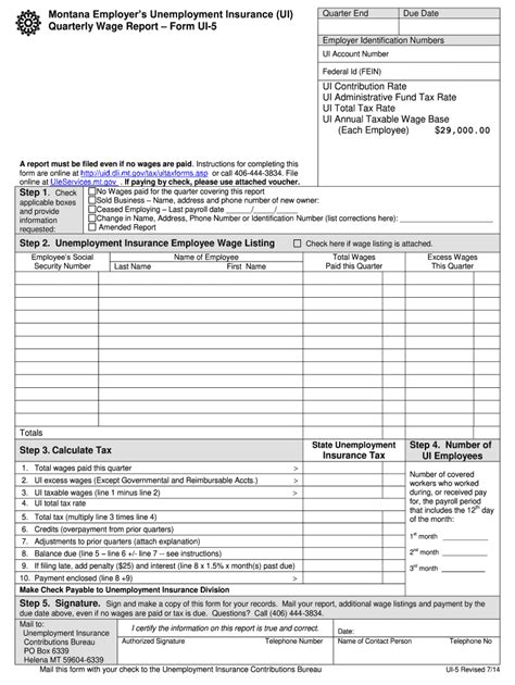 2014 2024 Form Mt Ui 5 Fill Online Printable Fillable Blank Pdffiller