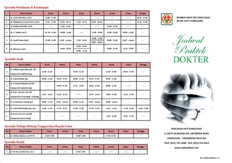 Jadwal Dokter Rsia Buah Hati Ciputat Jadwal Praktek Dokter