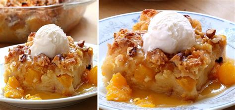 Easy Peach Bread Pudding Cakescottage