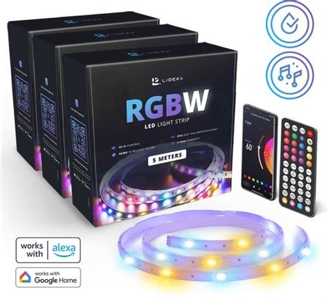 Lideka LED Strip 15 3 Sets Van 5m Meter RGB Wit Met