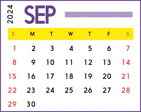 Calendario Mensual De Septiembre De Vector Png Dibujos Calendario