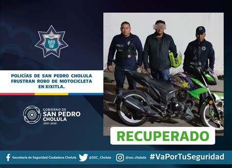 Policías de San Pedro Cholula frustran robo de motocicleta en Xixitla