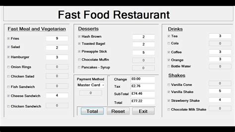 How To Create A Fast Food Restaurant Systems In Visual Basic Net