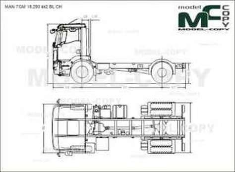 MAN TGM 18 290 4x2 BL CH 2D Drawing Blueprints 64003 Model COPY