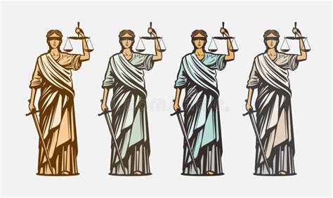 Justice Déesse Grecque Themis égalité Procès équitable Loi Illustration