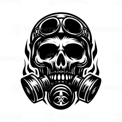 Ai Generated Skull In Gas Mask With Flames And Smoke 36304098 Png