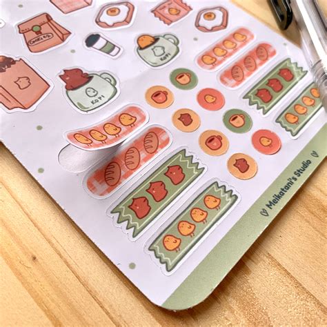 Cartela De Adesivo Capivara Popo Coffee Break Bullet Journal Stickers