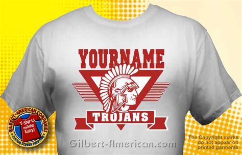 Trojan Mascot T Shirt Design Ideas School Spirit Free Shipping