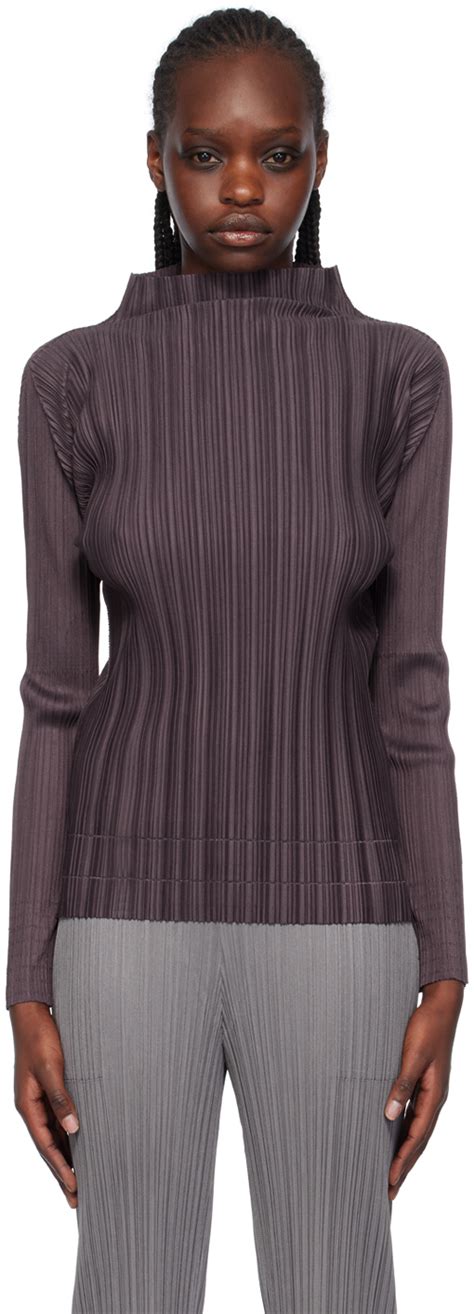 Purple Soft Pleats Turtleneck By PLEATS PLEASE ISSEY MIYAKE On Sale