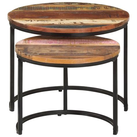 Nesting Tables 2 pcs Solid Reclaimed Wood - The Cozy Haven Decor