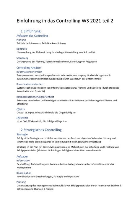 Einführung in das Controlling WS 2021 teil 2 Input