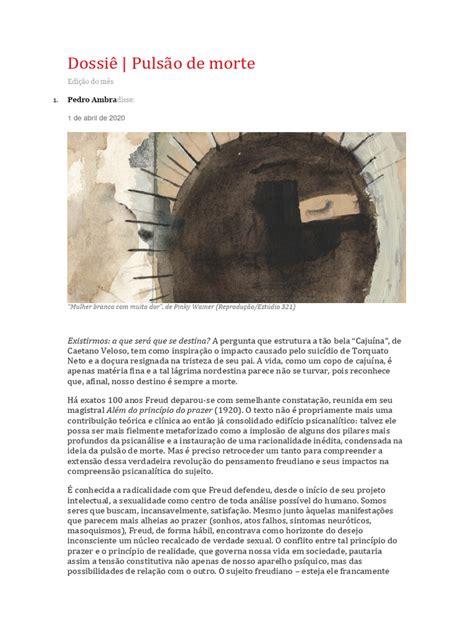 O Que É Pulsão De Morte - Revista Cult Dossiê - Pulsão de Morte | PDF | Sigmund Freud | Psicanálise