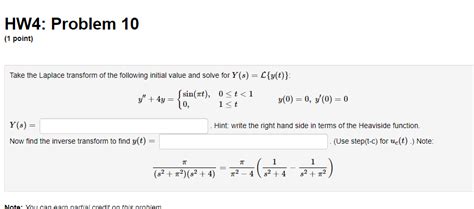 Solved Hw Problem Point Take The Laplace Transform Chegg