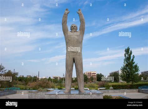 Yuri Gagarin's statue in park Baikonur Kazakhstan Stock Photo - Alamy