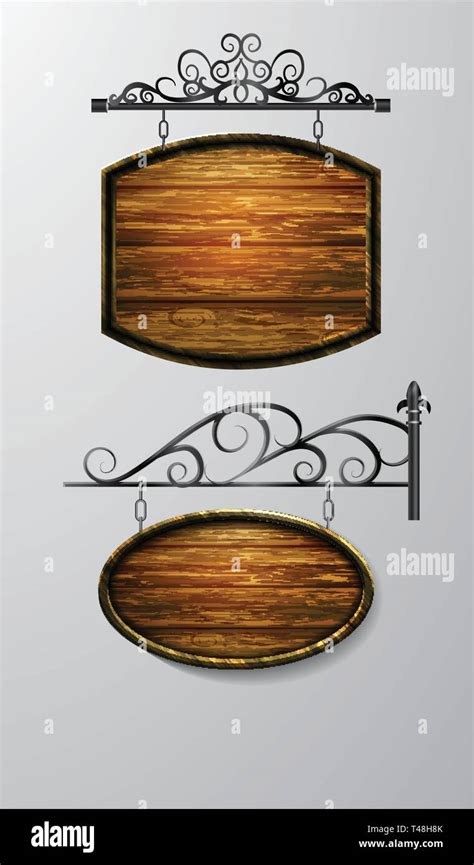 Hanging Wooden Board Vector Wooden Object For Text Stock Vector Image