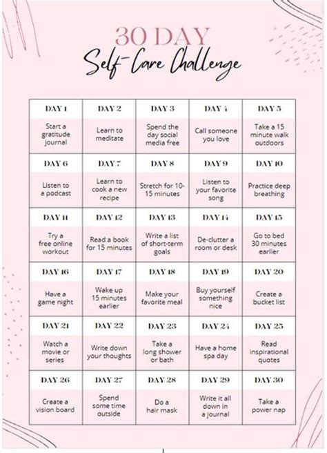 30 Day Self Care Challenge Etsy Self Care Self Improvement Tips Self