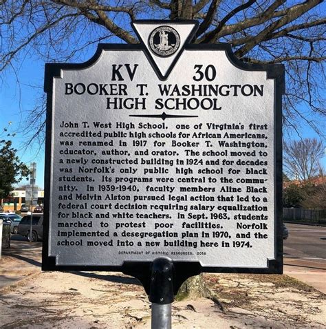 Booker T Washington High School Historical Marker