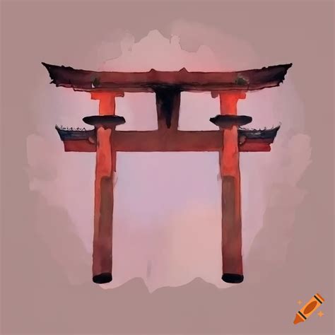 Minimalist Watercolor Of A Japanese Torii Gate On Craiyon