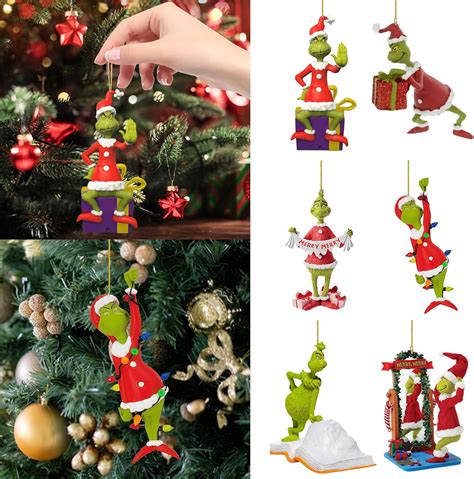 Pcs Grinchs Christmas Tree Ornaments Green Hanging Christmas Pendant