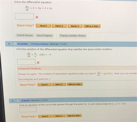 Solved Solve The Differential Equation Du Dt 8 8u T Chegg