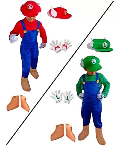 Disfraz Cosplay Super Mario Bross Y Luigi Superhéroe Niño Meses sin