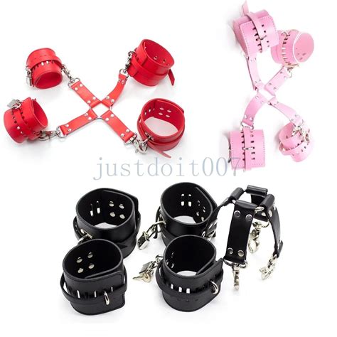 Bondage Hog Tie Set Roleplay Handcuff Ankle Hogtie Pu Leather Cuff Restraint Bondage R45 From