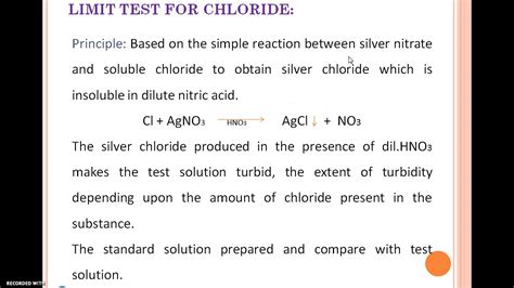 Limit Test For Chloride YouTube