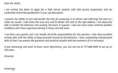 Mail Carrier Cover Letter And Its Great Sample Template Creator