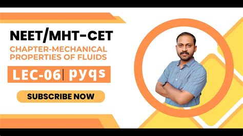 MHT CET NEET Mechanical Properties Of Fluids Numericals Pyqs