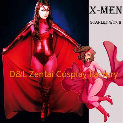 Free Shipping DHL 2017 Sexy X Men Scarlet Witch Costume Two Pieces Red