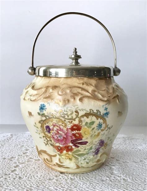 Antique Biscuit Barrel Royal Bonn Cracker Barrel Cookie Jar Etsy Uk