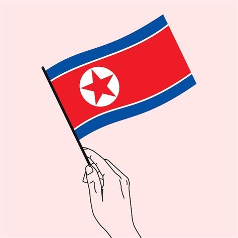 Premium Vector | Hand holding north korea flag with line art style north korea flag vector ...