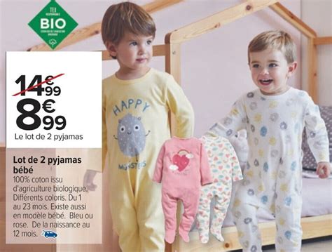 Promo Lot de 2 pyjamas bébé chez Carrefour