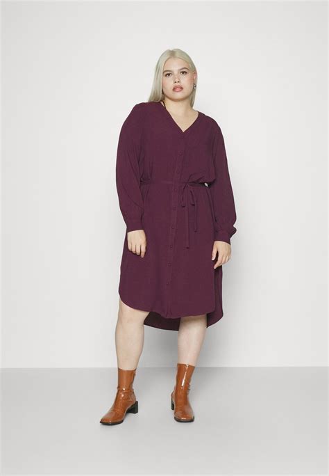 Only Carmakoma Cardenizia Shirt Dress Blousejurk Winetasting